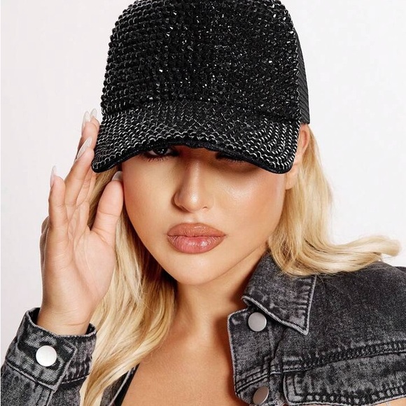 Black Rhinestone Decor Baseball Cap - Picture 6 of 16